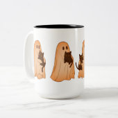 Mopshond en Zwarte Kat Halloween Mok (Voorkant links)