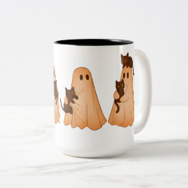 Mopshond en Zwarte Kat Halloween Mok