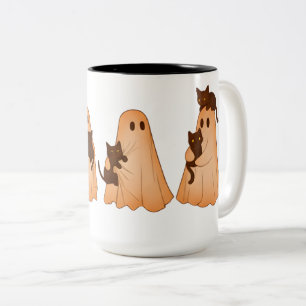 Mopshond en Zwarte Kat Halloween Mok
