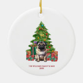 Mopshond gepersonaliseerde kerst keramisch ornament (Achterkant)