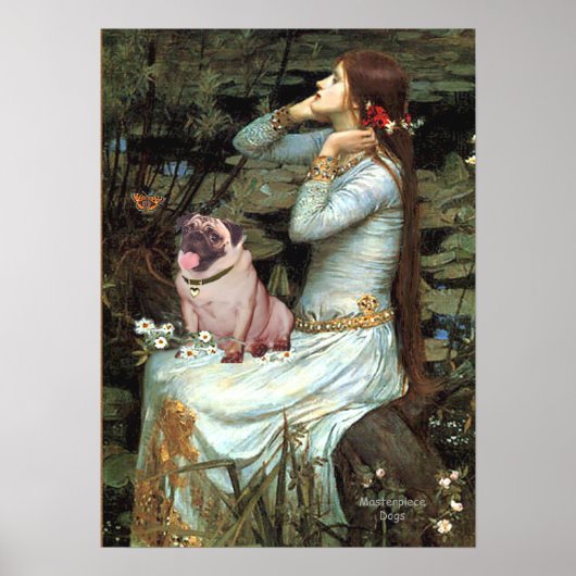 Mopshond (hertenkleur 2) - Ophelia Zittend Poster (Voorkant)