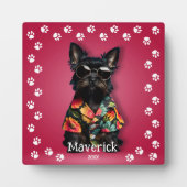 Mopshond huisdier met pootafdruk rand fotoplaat (Voorkant)