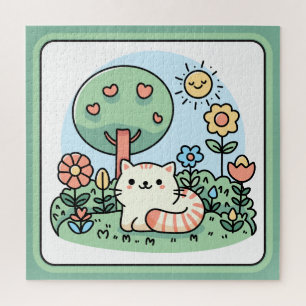 Mopshond in een Tuin Doodle Kunst Legpuzzel