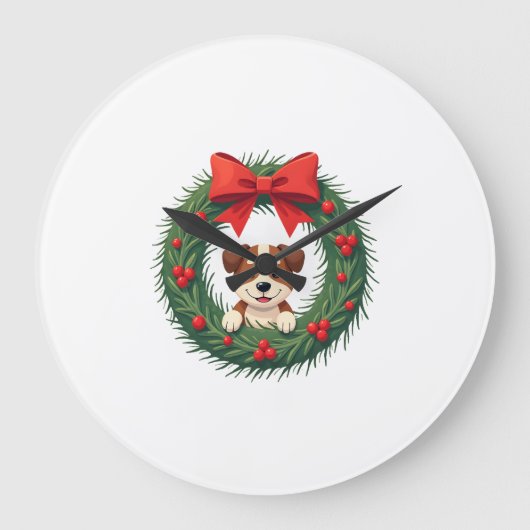 Mopshond Kerst Krans Kerstmis Hond Moeder D Grote Klok (Voorkant)