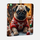 Mopshond Kerst Kunst Keramisch Ornament (Rechts)
