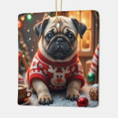 Mopshond Kerst Kunst Keramisch Ornament (Links)