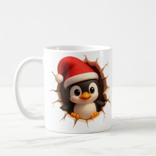Mopshond Kerst Penguin Mok - Aangepaste Naam Kerst (Links)