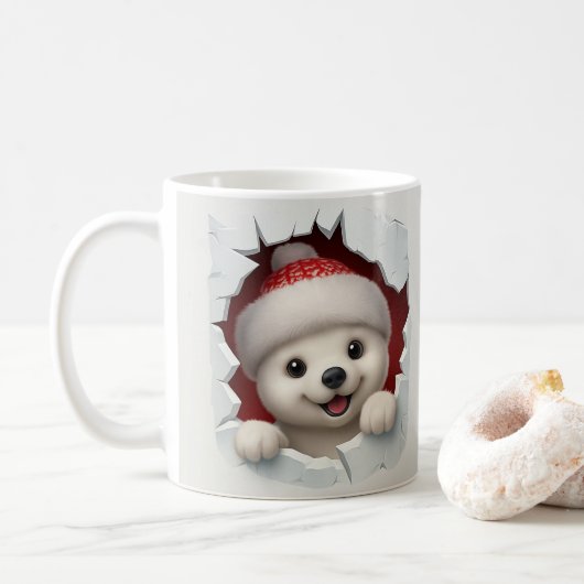Mopshond Kerstmug van IJsbeer Koffiemok (Met donut)