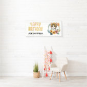 Mopshond Kitten Jong Meisje Verjaardag Spandoek (Insitu)