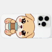🐶☕ Mopshond Koffie Illustratie | Kawaii Hond Co Case-Mate iPhone Case (Achterkant (horizontaal))