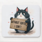 Mopshond koffie quote met cartoon kat muismat (Voorkant)