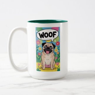 Mopshond koffiemok tweekleurige koffiemok