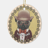 Mopshond met bril keramisch ornament (Links)