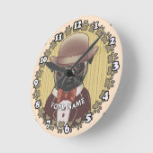 Mopshond met bril ronde klok (Hoek)