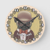 Mopshond met bril ronde klok (Voorkant)