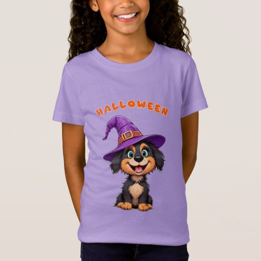 Mopshond met heksenhoed t-shirt (Voorkant)