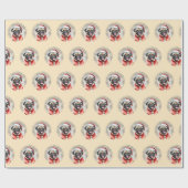 Mopshond met kerstmanoutfit - kerst 1 cadeaupapier (Vlak)