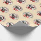 Mopshond met kerstmanoutfit - kerst 1 cadeaupapier (Hoek)