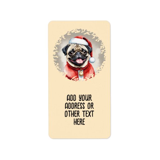 Mopshond met kerstmanoutfit - kerst 1 etiket (Voorkant)