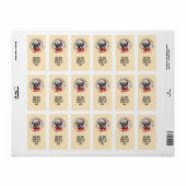 Mopshond met kerstmanoutfit - kerst 1 etiket (Full Sheet)