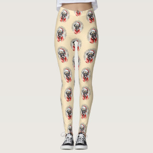 Mopshond met kerstmanoutfit - kerst 1 leggings