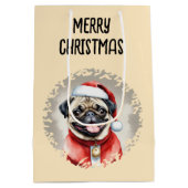 Mopshond met kerstmanoutfit - kerst 1 medium cadeauzakje (Achterkant)