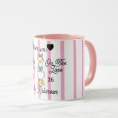 Mopshond met roze streep gepersonaliseerde mok (Voorkant rechts)