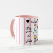 Mopshond met roze streep gepersonaliseerde mok (Voorkant links)