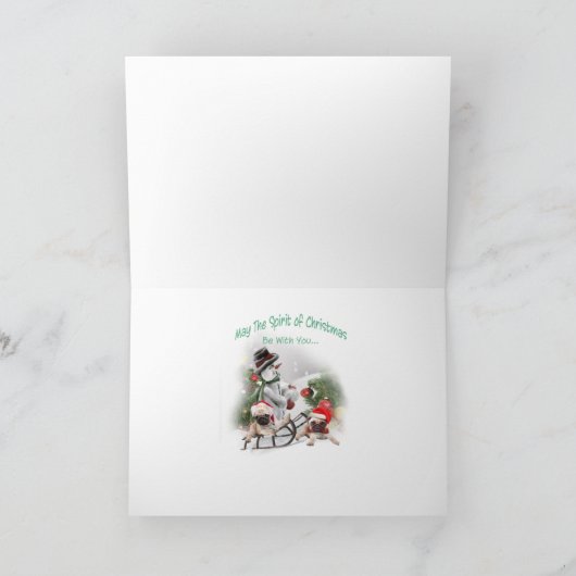 Mopshond, moge de kerstgeest bij u zijn Kaart (Binnen)