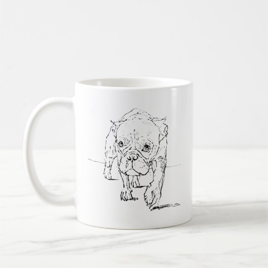 Mopshond mok met illustratie, Schattig Frans hondj (Links)