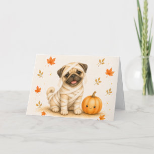 Mopshond Mummie Halloween Kaart