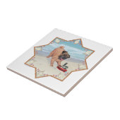 Mopshond op het Strand Tegeltje (Zijkant)