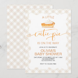 Mopshond pompoentaart Herfst geruit Baby Shower Kaart