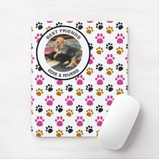 Mopshond Poot Voetafdrukken Muismat (Met muis)