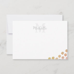 Mopshond Pootafdrukken Aquarel Aangepaste Naam Notitiekaartje