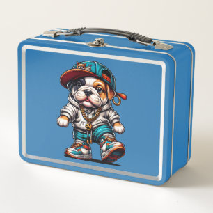 Mopshond Puppy Streetwear Blauwe Lunchbox