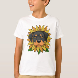 Mopshond Rottweiler gezicht op zonnebloem T-shirt