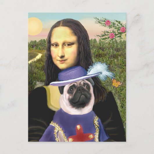 Mopshond (Sir) - Mona Lisa Briefkaart (Voorkant)