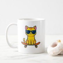 Mopshond Skateboard Mok – Grappige Coole Kat Koffi