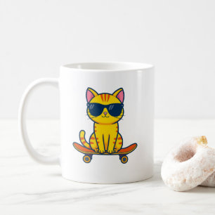 Mopshond Skateboard Mok – Grappige Coole Kat Koffi