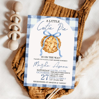 Mopshond Stofblauwe Strik Gingham Herfst Babyborre Kaart