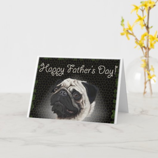 Mopshond vaderdag kaart (Gele Bloem)