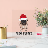 Mopshond Vrolijke Kerstmopshond Vrolijke Pugmas Acryl Bord (Huwelijk)