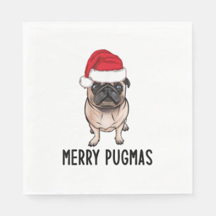 Mopshond Vrolijke Kerstmopshond Vrolijke Pugmas Servet