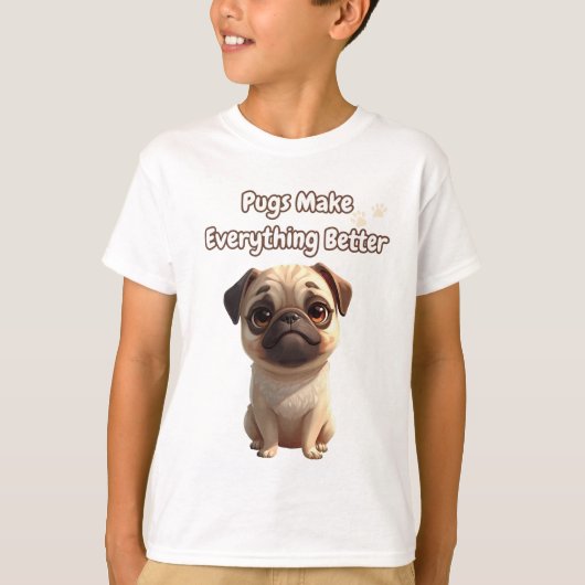Mopshonden maken alles beter - Schattigee Pug Quot T-shirt (Voorkant)