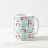 Mopshonden & Pinguïns Kerstpatroon Mok (Voorkant rechts)
