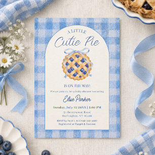 Mopshondje Blauwe Bes Gingham Lint Baby Borrel Kaart