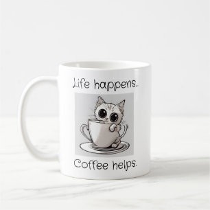 Mopshondje Kat Leven Gebeurt Koffie Helpt Mok