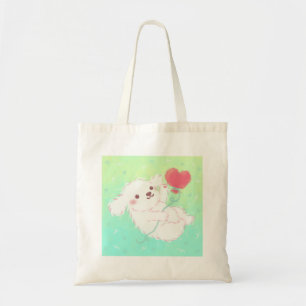 Mopshondje met hartballon tote bag