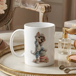 Mopshondje met Pastelkleur Macaron Liefhebber Koff Koffiemok